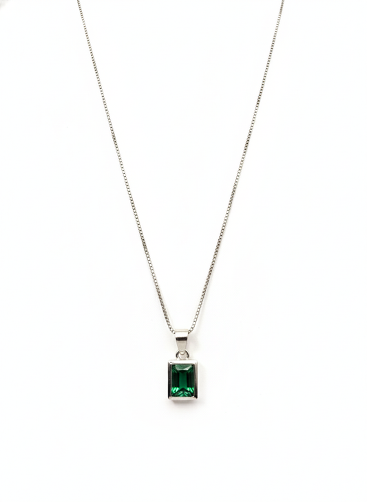 Emerald Rectangle Bezel Jewellery Set