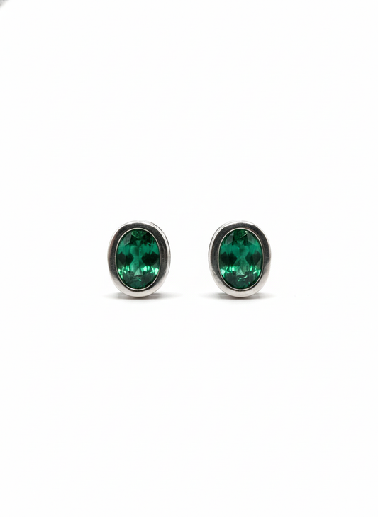 Oval Emerald Bezel Jewellery Set