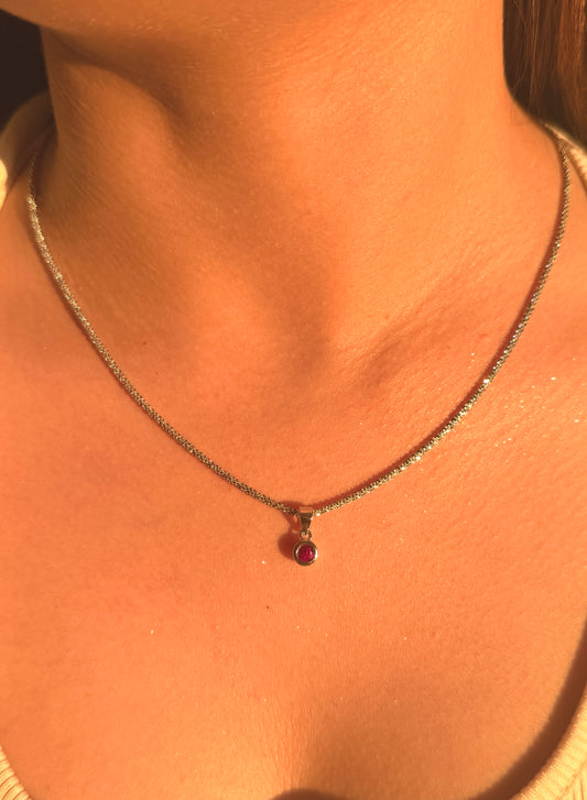 Ruby Red Bezel Jewellery Set