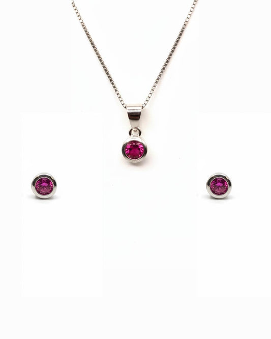 Ruby Red Bezel Jewellery Set