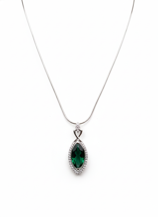 Emerald Marquise Halo Jewellery Set